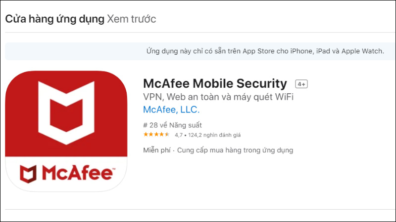 Ứng dụng McAfee Mobile Security